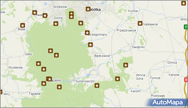 mapa Będkowice gmina Sobótka, Będkowice gmina Sobótka na mapie Targeo