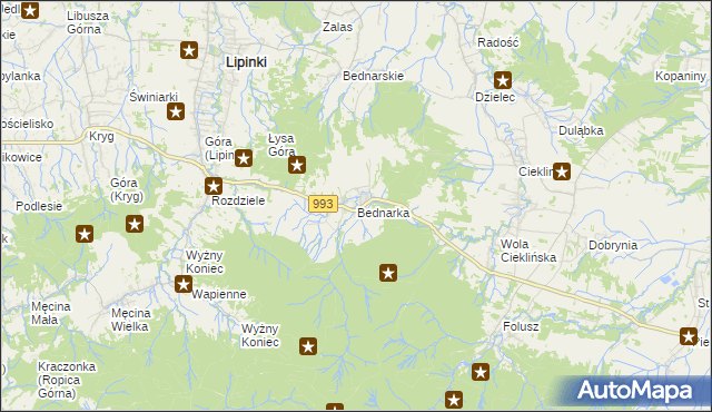 mapa Bednarka gmina Lipinki, Bednarka gmina Lipinki na mapie Targeo