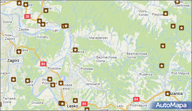 mapa Bezmiechowa Dolna, Bezmiechowa Dolna na mapie Targeo