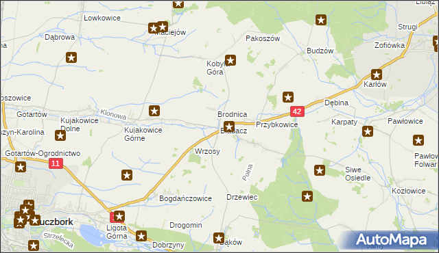 mapa Biadacz gmina Kluczbork, Biadacz gmina Kluczbork na mapie Targeo