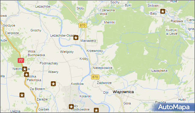 mapa Biała Góra gmina Wiązownica, Biała Góra gmina Wiązownica na mapie Targeo