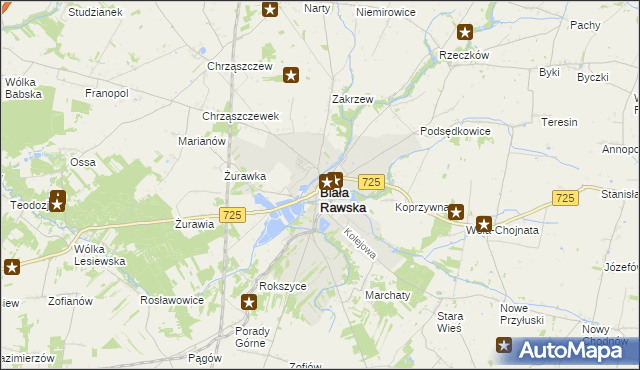 mapa Biała Rawska, Biała Rawska na mapie Targeo