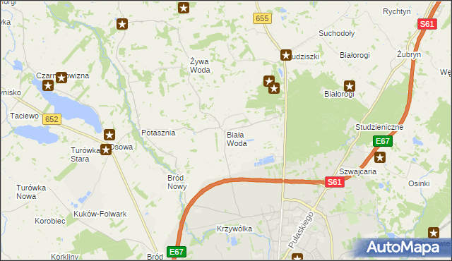 mapa Biała Woda gmina Suwałki, Biała Woda gmina Suwałki na mapie Targeo