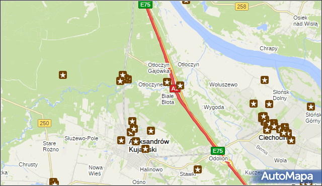 mapa Białe Błota gmina Aleksandrów Kujawski, Białe Błota gmina Aleksandrów Kujawski na mapie Targeo