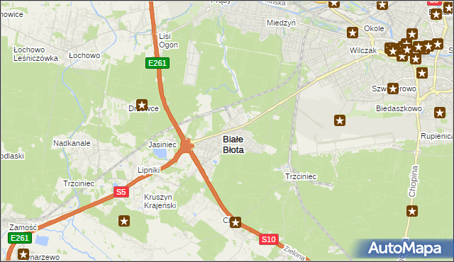 mapa Białe Błota powiat bydgoski, Białe Błota powiat bydgoski na mapie Targeo