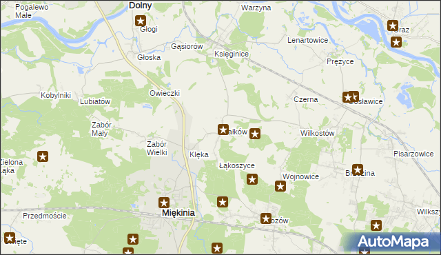 mapa Białków gmina Miękinia, Białków gmina Miękinia na mapie Targeo