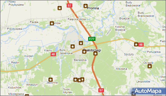 mapa Białobrzegi, Białobrzegi na mapie Targeo