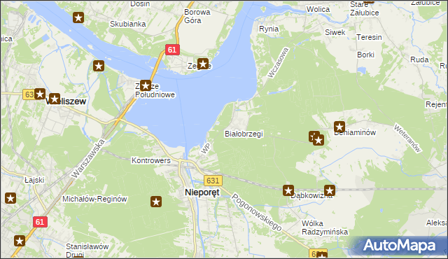 mapa Białobrzegi gmina Nieporęt, Białobrzegi gmina Nieporęt na mapie Targeo