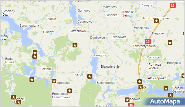 mapa Białogóry, Białogóry na mapie Targeo