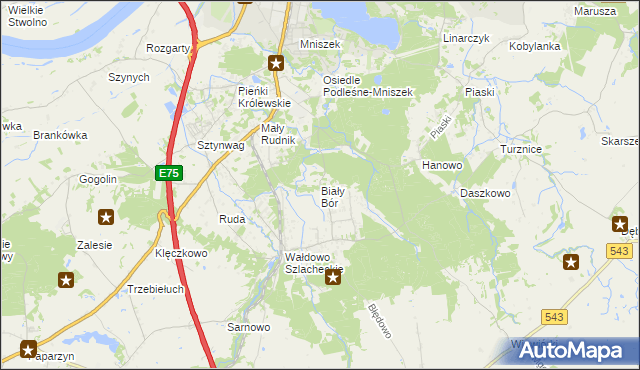 mapa Biały Bór gmina Grudziądz, Biały Bór gmina Grudziądz na mapie Targeo