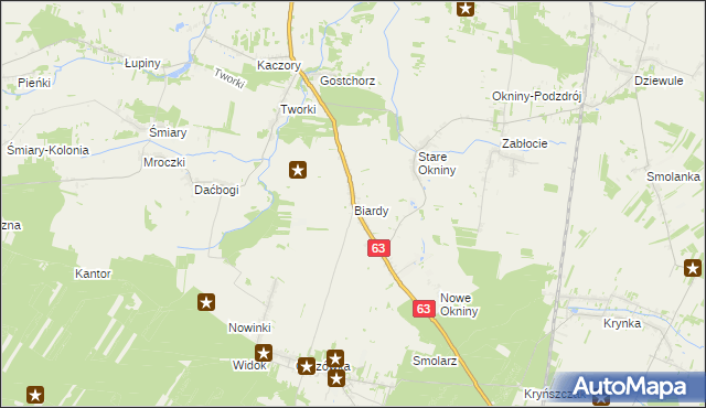 mapa Biardy, Biardy na mapie Targeo