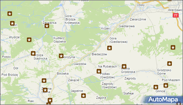 mapa Biedaczów, Biedaczów na mapie Targeo