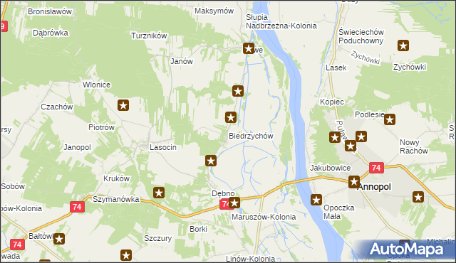 mapa Biedrzychów gmina Ożarów, Biedrzychów gmina Ożarów na mapie Targeo