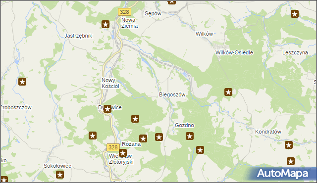 mapa Biegoszów, Biegoszów na mapie Targeo