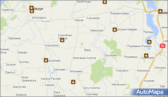 mapa Biela gmina Wilczyn, Biela gmina Wilczyn na mapie Targeo