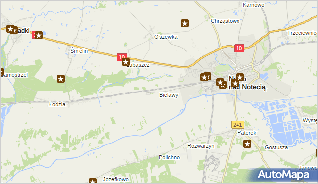mapa Bielawy gmina Nakło nad Notecią, Bielawy gmina Nakło nad Notecią na mapie Targeo