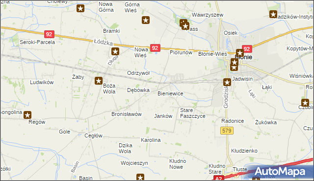 mapa Bieniewice, Bieniewice na mapie Targeo