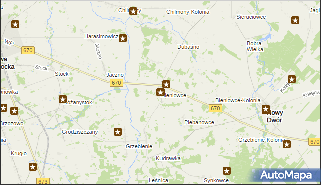 mapa Bieniowce, Bieniowce na mapie Targeo