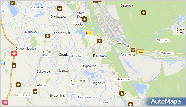 mapa Bierawa, Bierawa na mapie Targeo