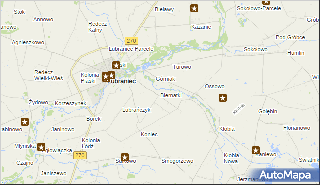 mapa Biernatki gmina Lubraniec, Biernatki gmina Lubraniec na mapie Targeo