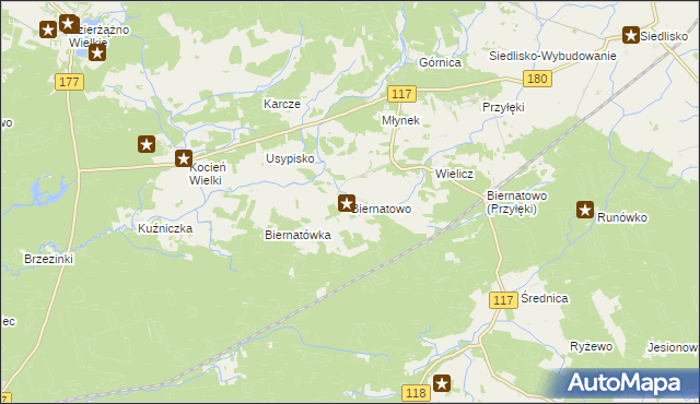 mapa Biernatowo, Biernatowo na mapie Targeo