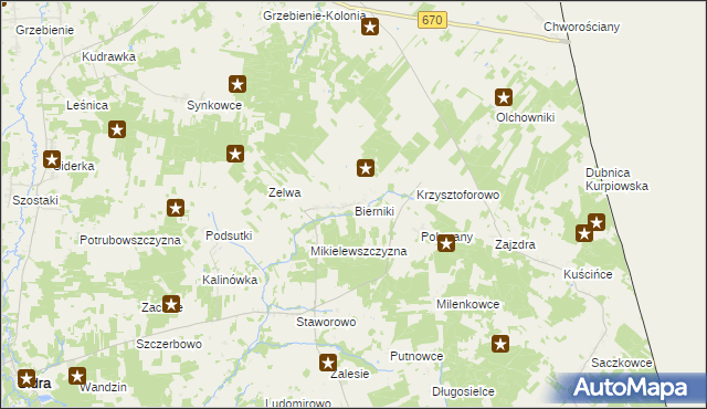 mapa Bierniki, Bierniki na mapie Targeo