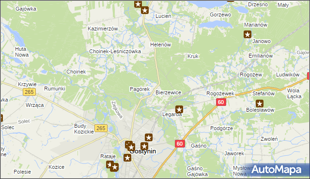 mapa Bierzewice, Bierzewice na mapie Targeo