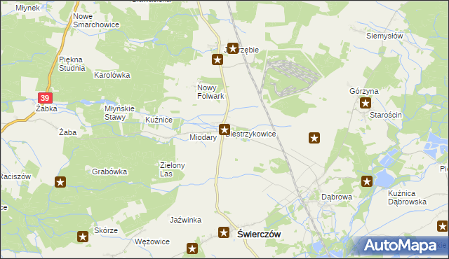 mapa Biestrzykowice, Biestrzykowice na mapie Targeo