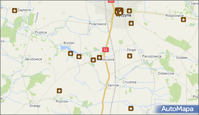 mapa Biskupice gmina Byczyna, Biskupice gmina Byczyna na mapie Targeo