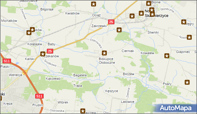 mapa Biskupice Ołoboczne, Biskupice Ołoboczne na mapie Targeo