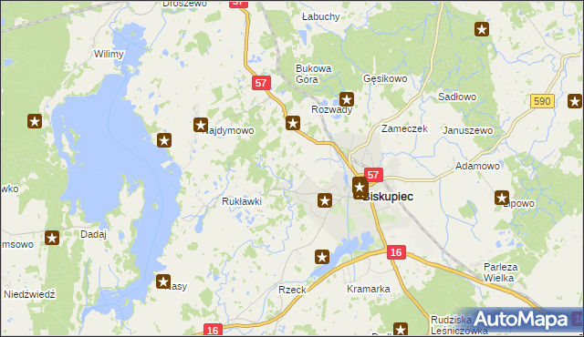 mapa Biskupiec-Kolonia Trzecia, Biskupiec-Kolonia Trzecia na mapie Targeo