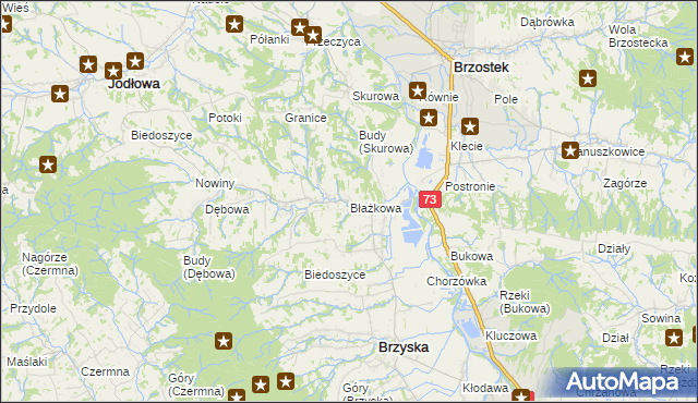 mapa Błażkowa gmina Brzyska, Błażkowa gmina Brzyska na mapie Targeo