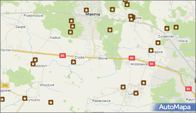 mapa Błonie gmina Miękinia, Błonie gmina Miękinia na mapie Targeo