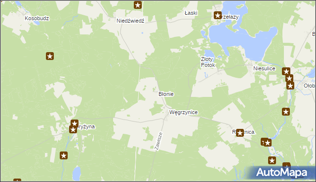 mapa Błonie gmina Skąpe, Błonie gmina Skąpe na mapie Targeo