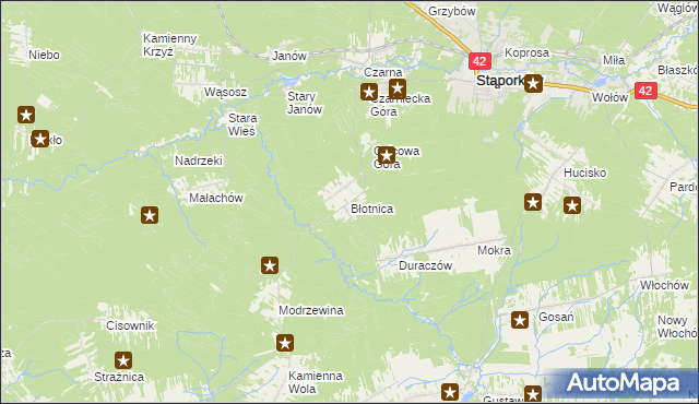 mapa Błotnica gmina Stąporków, Błotnica gmina Stąporków na mapie Targeo
