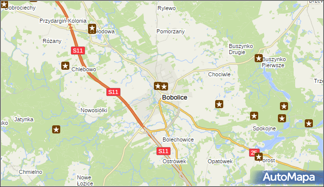 mapa Bobolice powiat koszaliński, Bobolice powiat koszaliński na mapie Targeo