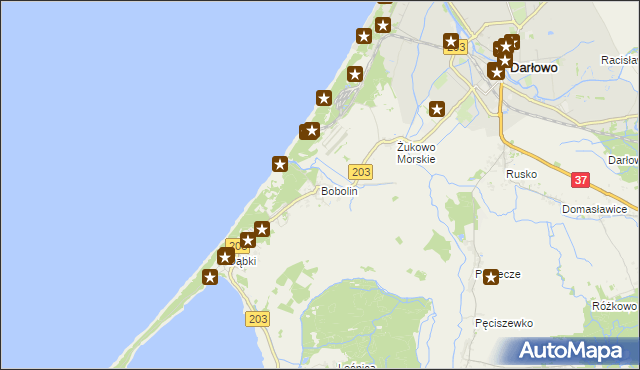 mapa Bobolin gmina Darłowo, Bobolin gmina Darłowo na mapie Targeo