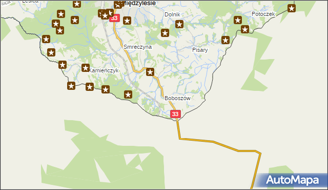 mapa Boboszów, Boboszów na mapie Targeo