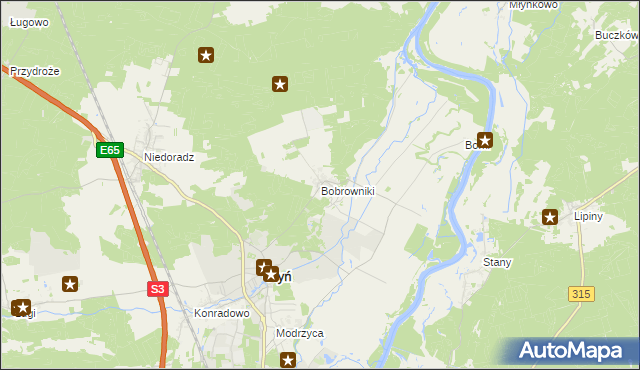 mapa Bobrowniki gmina Otyń, Bobrowniki gmina Otyń na mapie Targeo