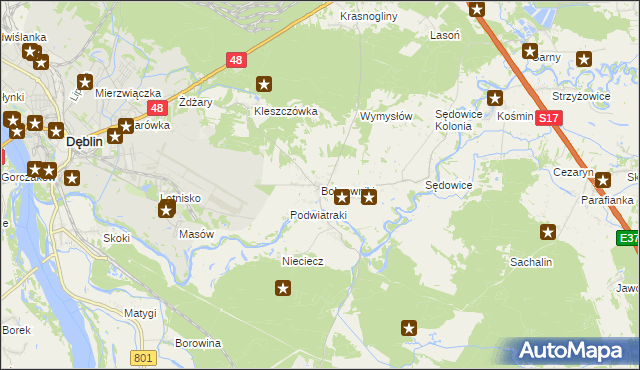 mapa Bobrowniki gmina Ryki, Bobrowniki gmina Ryki na mapie Targeo