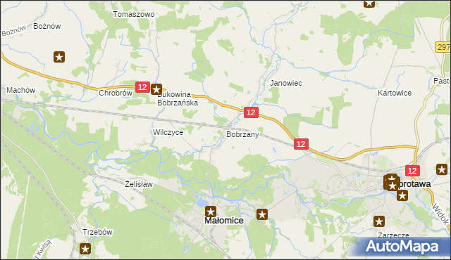 mapa Bobrzany, Bobrzany na mapie Targeo