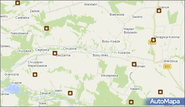 mapa Boby-Wieś, Boby-Wieś na mapie Targeo