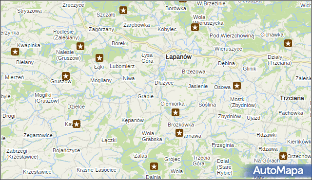 mapa Boczów gmina Łapanów, Boczów gmina Łapanów na mapie Targeo