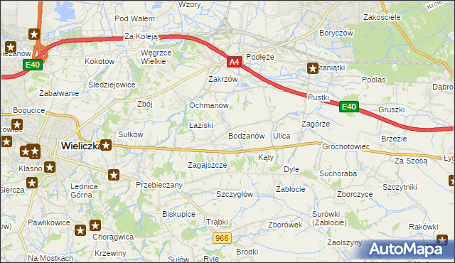 mapa Bodzanów gmina Biskupice, Bodzanów gmina Biskupice na mapie Targeo
