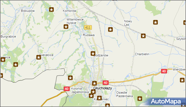 mapa Bodzanów gmina Głuchołazy, Bodzanów gmina Głuchołazy na mapie Targeo