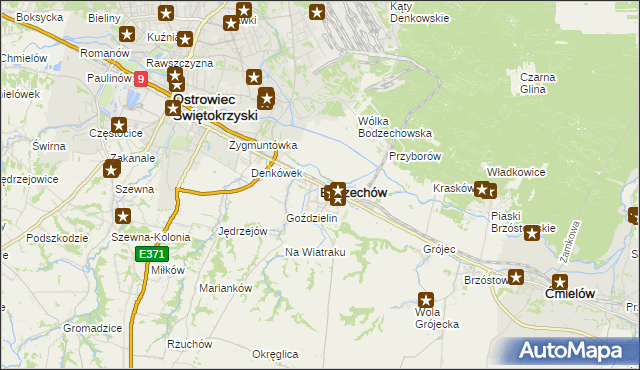 mapa Bodzechów, Bodzechów na mapie Targeo