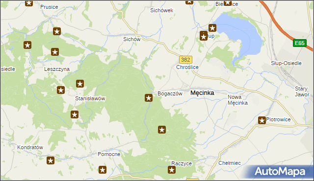 mapa Bogaczów gmina Męcinka, Bogaczów gmina Męcinka na mapie Targeo