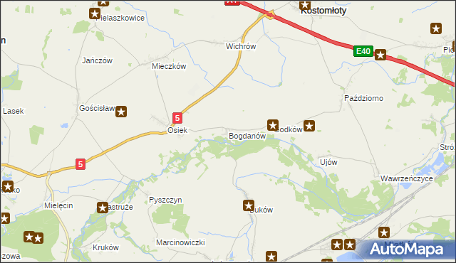 mapa Bogdanów gmina Kostomłoty, Bogdanów gmina Kostomłoty na mapie Targeo