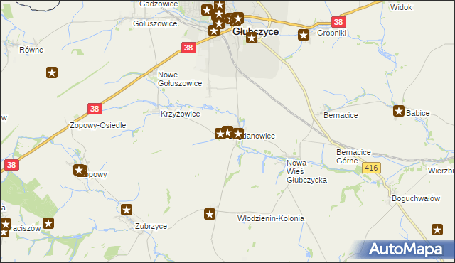 mapa Bogdanowice, Bogdanowice na mapie Targeo