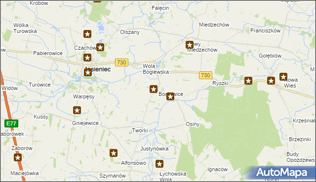 mapa Boglewice, Boglewice na mapie Targeo